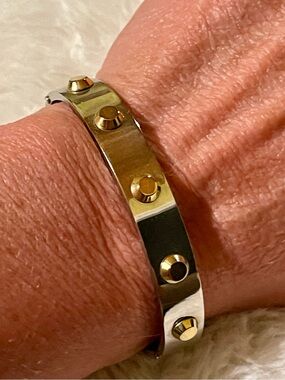 Michael Kors Two-Tone Gold and Silver Studded Bangle Bracelet